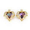 Rack Plating Brass Micro Pave Clear Cubic Zirconia Pendants KK-T060-10-RS-2