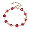 Heart K9 Glass & 304 Stainless Steel Link Bracelets for Women BJEW-JB10612-1