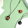 CHGCRAFT 2Pcs 2 Colors Acorn Wood Locket Pendant Necklace with Wax Cords NJEW-CA0001-13-4