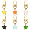 Star with Smiling Face Alloy Enamel Pendant Decorations HJEW-YW00010-01-2