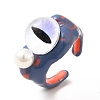 Acrylic Double Dragon Eye Open Cuff Ring RJEW-H111-03-1