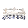 4Pcs 4 Styles Printed Porcelain Beads & Synthetic Hematite Beads & Shell Beads & ABS Plastic Pearl Stretch Bracelets Sets for Women BJEW-JB14203-01-4