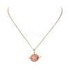 Dyed Natural Green Jade Copper Wire Wrapped Planet Pendant Brass Cable Chain Necklaces for Women NJEW-TA00260-01-2