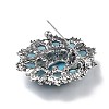 Baroque Flower Alloy Rhinestone Brooches with Cat Eye JEWB-Z034-08AS-3