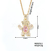 Brass Light Rosaline AB Rhinestone Cute Bear Pendant Necklaces for Women ME0336-2-1