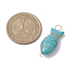 Synthetic Turquoise Fish Connector Charms PALLOY-JF02656-4