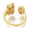 Rack Plating Brass Micro Pave Cubic Zirconia Open Cuff Rings for Women RJEW-M022-04G-01-3