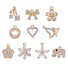 10Pcs 10 Style Rack Plating Brass Cubic Zirconia Charms ZIRC-SZ0002-25-1