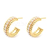 Rack Plating Brass Ring Stud Earrings with Plastic Pearl Beaded EJEW-A028-06G-1