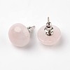 Half Round Dome Natural Rose Quartz Stud Earrings EJEW-L171-05-1