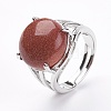 Adjustable Synthetic Goldstone Finger Rings RJEW-F075-01B-4