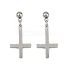 Christian Upside Down Cross 201 Stainless Steel Dangle Stud Earrings LS-EJEW-P314-01A-P-4