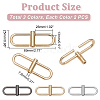 WADORN 6Pcs 3 Colors Zinc Alloy Adjustable Alloy Clip Buckles for Bag Chain Strap DIY-WR0003-07-2