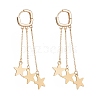 Brass Star Chain Tassel Dangle Hoop Earrings EJEW-TA00109-1