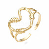 304 Stainless Steel Heart Open Cuff Ring RJEW-T023-80G-3