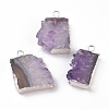 Natural Dyed Amethyst Slice Pendants G-I251-10S-1