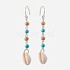 Round Natural & Synthetic Mixed Stone Dangle Earrings EJEW-JE02909-2