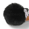 Imitation Rex Rabbit Fur Ball & PU Leather Cat Pendant Keychain KEYC-K018-05KCG-04-3