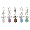 Angel Natural Green Aventurine & Amethyst & Rose Quartz & Tiger Eye & Quartz Pendant Decorations HJEW-JM02731-2