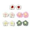 Cotton Cord Knitting Flower Clip-on Earrings for Women EJEW-JE06227-2