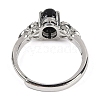 Oval Natural Dyed & Heated Black Agate Adjustable Rings RJEW-Q819-01P-09-4