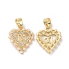 Heart Brass Micro Pave Clear Cubic Zirconia Pendants KK-G406-25G-2