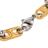 304 Stainless Steel Rectangle Byzantine Chain Bracelets BJEW-B078-111GP-3