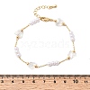 Brass & Glass Link Chain Bracelets for Women BJEW-F517-02G-01-5