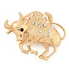 Golden Zinc Alloy with Rhinestone Brooches JEWB-B018-03G-02-1