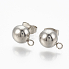 Non-Tarnish 201 Stainless Steel Stud Earring Findings X-STAS-Q225-16A-6mm-1