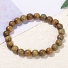 Natural Sandalwood Rond Bead Stretch Braclets for Men Women PW-WG55664-03-1