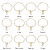 12Pcs Constellation Brass Paperclip Chains Charm Bracelets for Women BJEW-JB11256-2