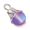 Synthetic Moonstone Round Pendants PALLOY-JF03133-02-4