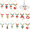 16Pcs 16 Styles Mushroom & Cactus Potted Alloy Enamel Wine Glass Charms AJEW-MA00001-1