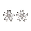 Rack Plating Flower Brass Micro Pave Clear Cubic Zirconia Stud Earrings EJEW-M029-01B-P-1