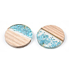 Transparent Resin & White Wood Pendants RESI-N039-54-2