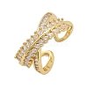 Rack Plating Brass Micro Pave Clear Cubic Zirconia Cuff Rings for Women RJEW-M028-58G-2