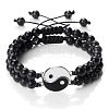 Black and White Yin Yang Natural Gemstone Braided Bracelets NA9786-6-1