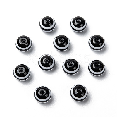 Round Striped Resin Beads X-RESI-R158-10mm-11-1