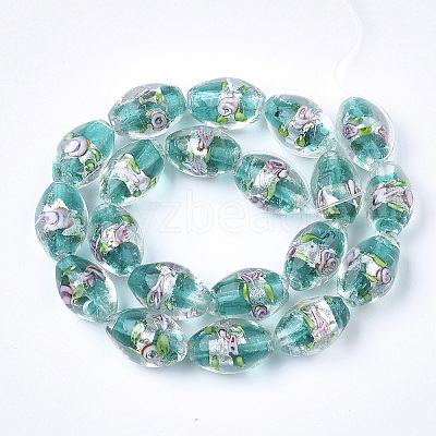 Handmade Silver Foil Glass Lampwork Beads X-LAMP-Q030-02H-1