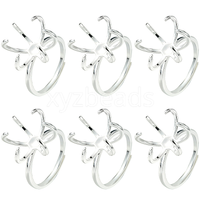 6Pcs Adjustable Brass Finger Rings Components KK-BBC0021-26-1