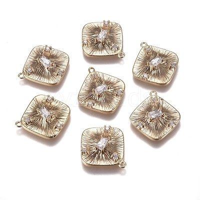 Brass Micro Pave Clear Cubic Zirconia Pendants ZIRC-I030-14G-1