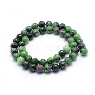 Natural Ruby in Zoisite Round Beads Strands G-P331-02-8mm-1