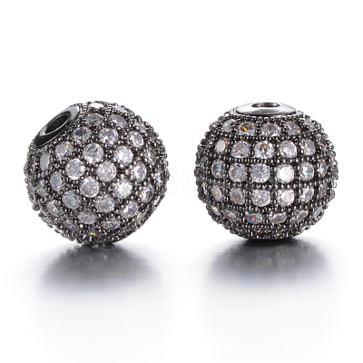 Brass Micro Pave Grade AAA Cubic Zirconia Beads KK-E711-116-10mm-B-NR-1