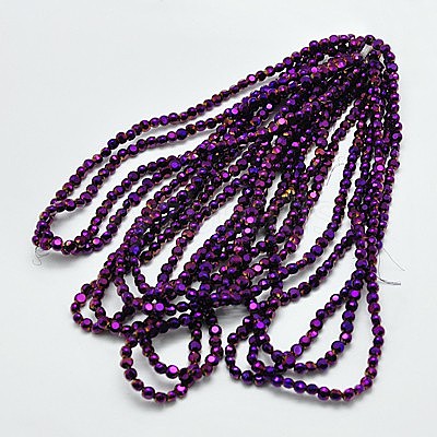 Electroplate Glass Beads Strands EGLA-A002-4mm-F29-1