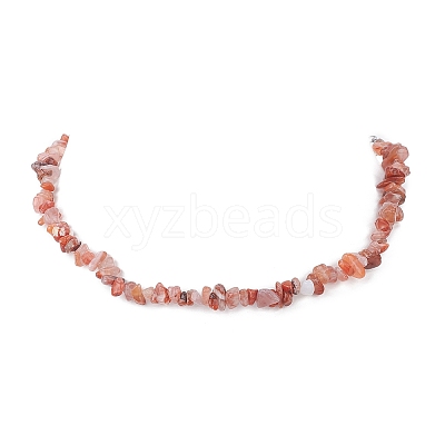 Natural Carnelian Chips Beaded Necklaces NJEW-JN04275-05-1