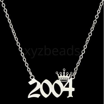 Crown Birth Year 201 Stainless Steel Pendant Necklaces for Women FS-WG4E8F2-65-1