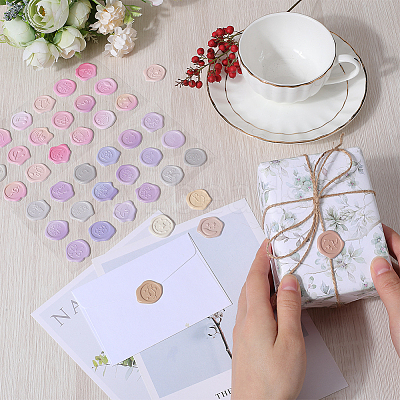 8 Sheets 4 Colors PVC Adhesive Wax Seal Stickers Set STIC-CP0001-14-1