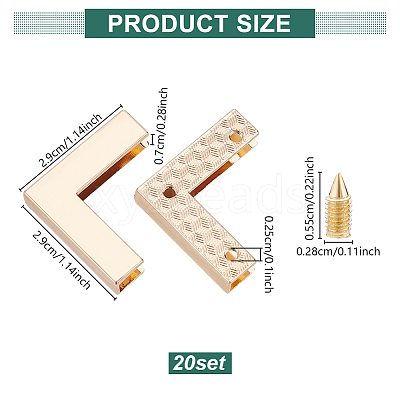 20 Sets Zinc Alloy Purse Corner for Bag FIND-GO0003-66A-1