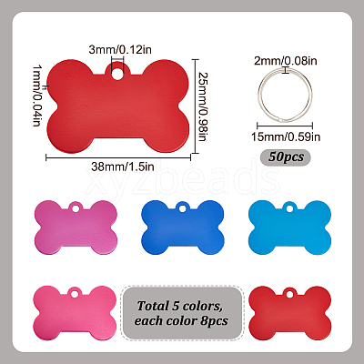 40Pcs 5 Colors Pet Aluminium Pendants FIND-SP0002-44-1